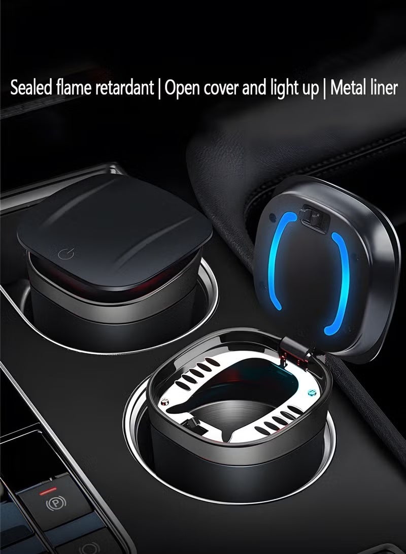 Car Ashtray, Ash Tray Auto Cigarette Odor Remover and Diffuser with Blue LED Cool Light Indicator for Most Car Cup Holder,Automotive Accessories - Image 3