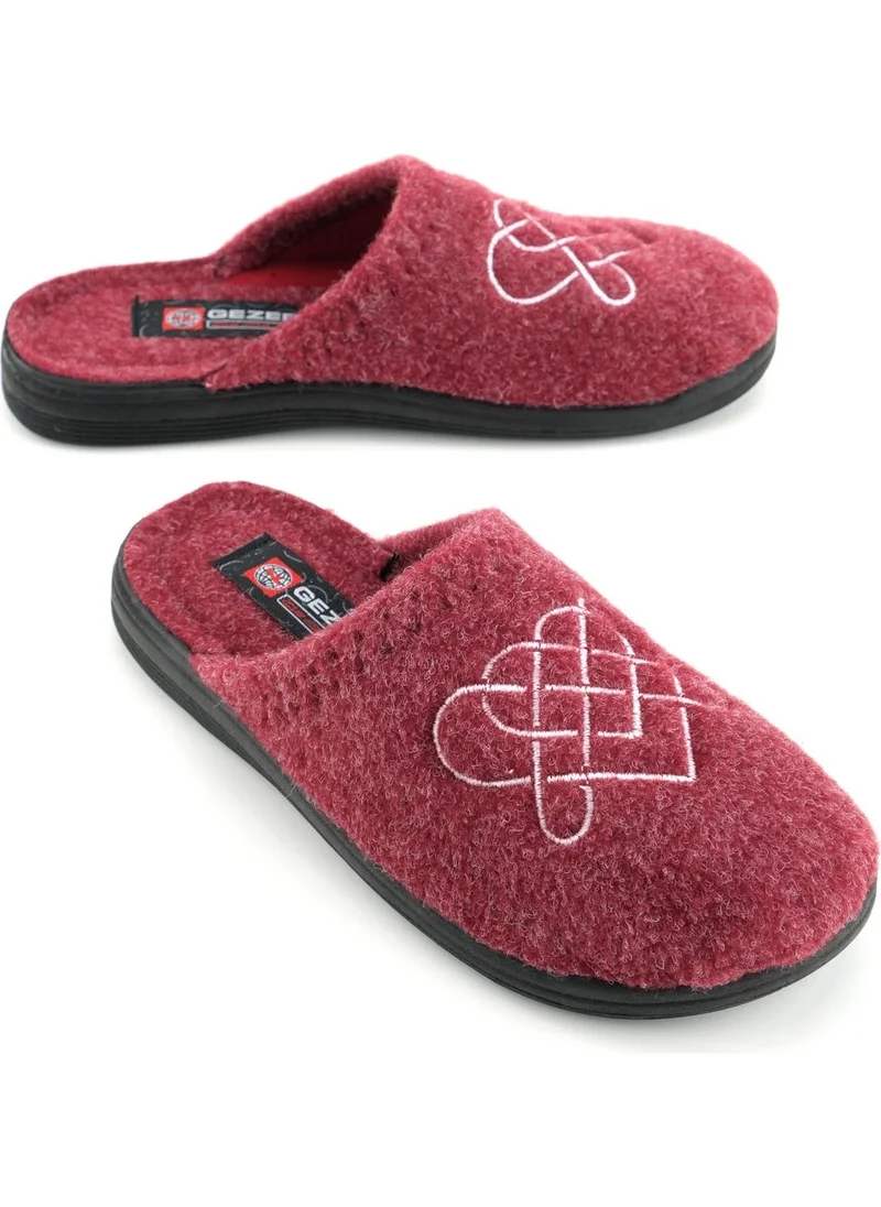 جيزر Women's Winter Felt Embroidered Heart Design Home Garden Slippers