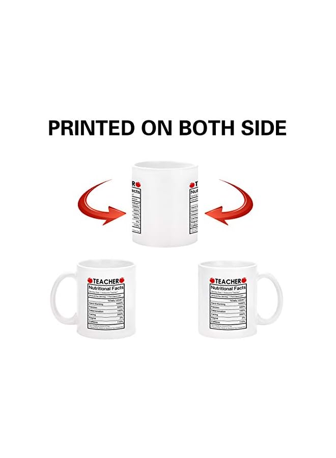 S-TOP Teacher Coffee Mug Appreciation Gifts Nutritional Facts Funny For Women Men Preschool Elementary High School Mugs White 11 Ounce - Image 3