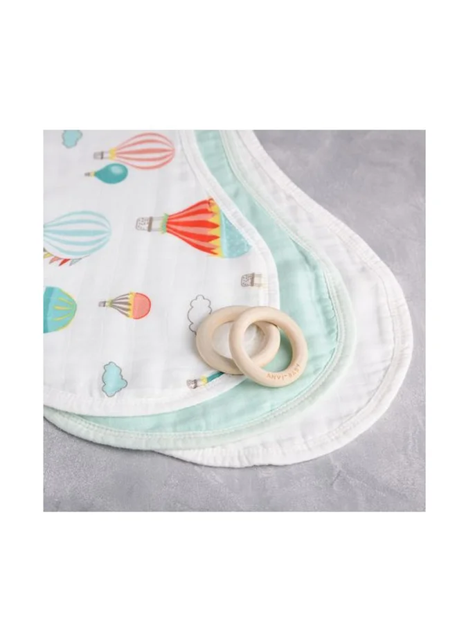 أنفي بيبي Set of 3 Organic Bamboo Burp and Bib Cloth Balloons