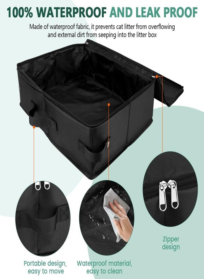 WeiLingBo Travel Litter Bo x for Cats,Foldable Portable Cat Litters Box,Leak Proof Ca t Trave l Carrier with Kitty Litter Scoop Bowl,Cat Travel Essentials for Car,Hotel,Airplane and Outdoor Use(Black) - Image 3