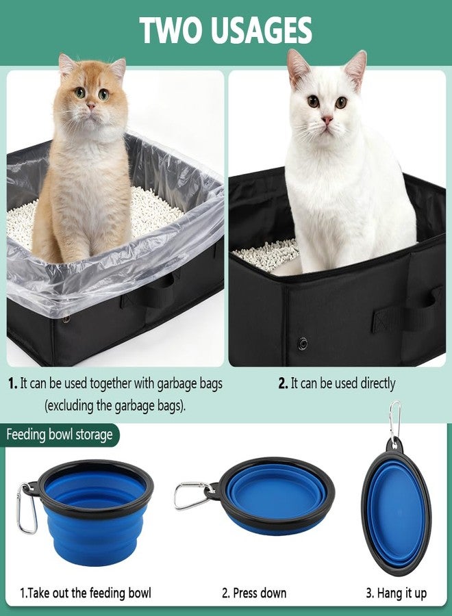 WeiLingBo Travel Litter Bo x for Cats,Foldable Portable Cat Litters Box,Leak Proof Ca t Trave l Carrier with Kitty Litter Scoop Bowl,Cat Travel Essentials for Car,Hotel,Airplane and Outdoor Use(Black) - Image 5