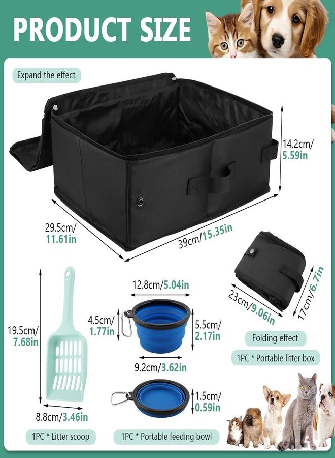 WeiLingBo Travel Litter Bo x for Cats,Foldable Portable Cat Litters Box,Leak Proof Ca t Trave l Carrier with Kitty Litter Scoop Bowl,Cat Travel Essentials for Car,Hotel,Airplane and Outdoor Use(Black) - Image 2