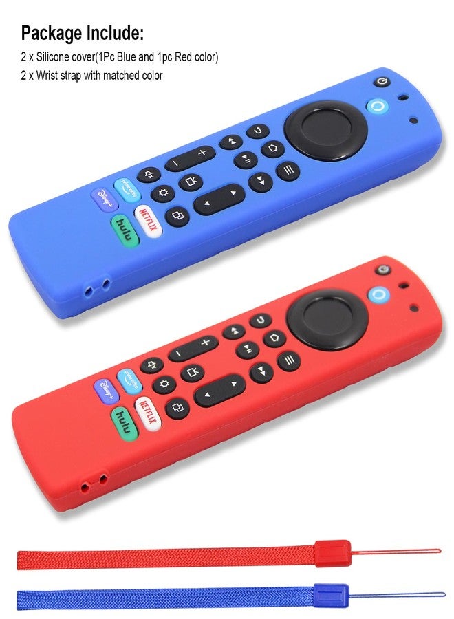 Pinowu Silicone Remote Control Case (Pack of 2) Compatible with Fire TV Stick 4K Max/Toshiba/Insignia/Pioneer Series Alexa Voice Remote Control Extended w/Lanyard (Red, Blue) - Image 5