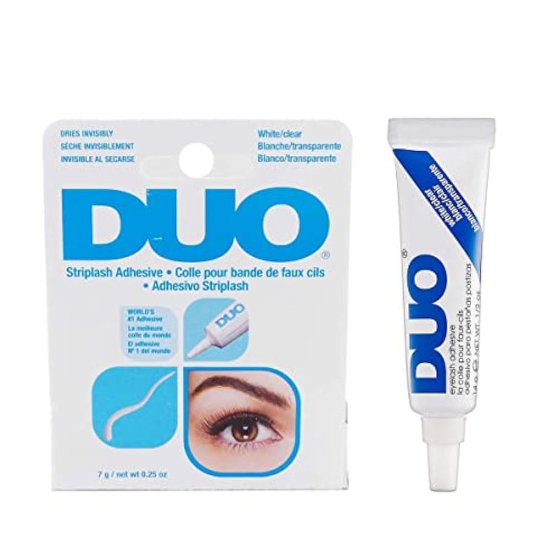 DUO Strip Lash Adhesive ClearWhite Strong Hold Waterproof Lash Glue for False Lashes and Lash Clusters LongLasting QuickDrying Invisible Finish 025 oz