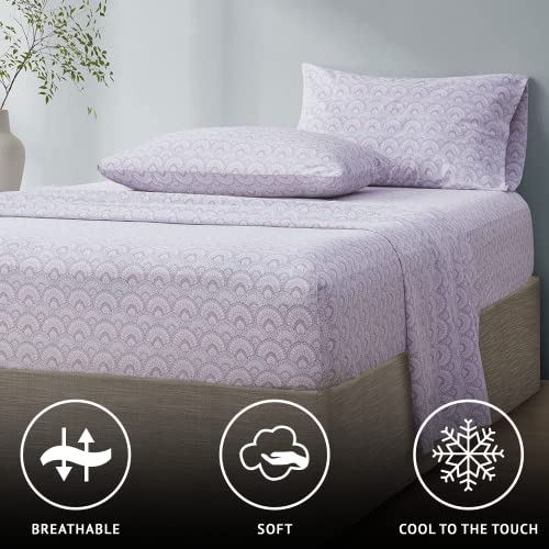 Comfort Spaces 100% Cotton Sheet Set Breathable, Lightweight, Soft with 14" Elastic Pocket Fits up to 16" Mattress, All Season Cozy Bedding, Matching Pillow Case, King Tabitha Purple 4 Piece - Image 2