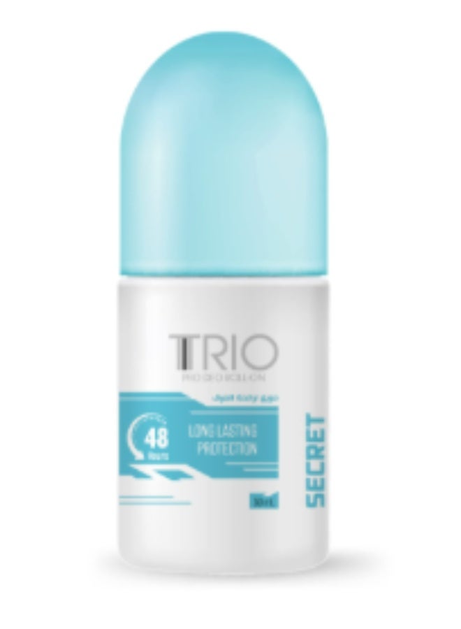 مزيل عرق تريو برو رول أون 50 مل – حماية 48 ساعة ضد التعرق والروائح – Trio Secret Deodorant Roll On للجنسين – عناية لطيفة بالبشرة – صنع في مصر