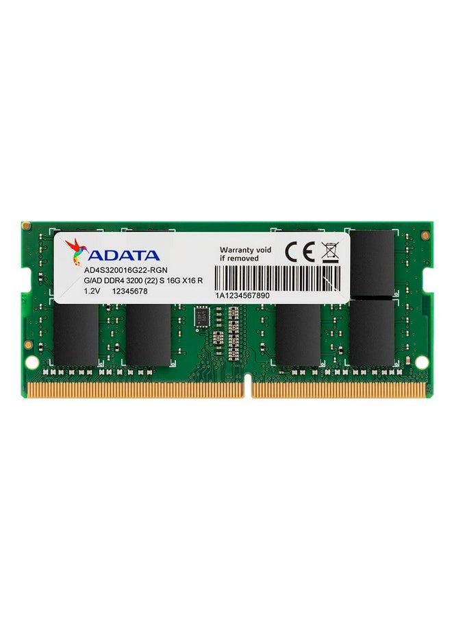 أداتا ذاكرة ADATA Premier 16GB 3200MHz SO-DIMM DDR4 للكمبيوتر المحمول، وحدة ذاكرة وصول عشوائي واحدة، تدعم وحدات المعالجة المركزية Intel وAMD، تدعم ملف تعريف XMP، نقل سريع للبيانات، كفاءة محسنة، AD4S320016G22-SGN  - Image 1