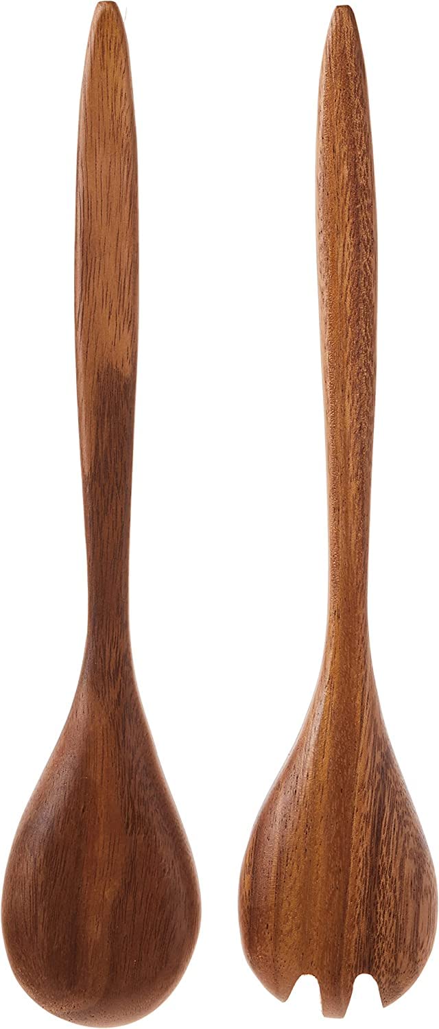 Lipper International Lipper International Acacia Oblong Salad Servers, 12" Long, One Pair  - Image 2