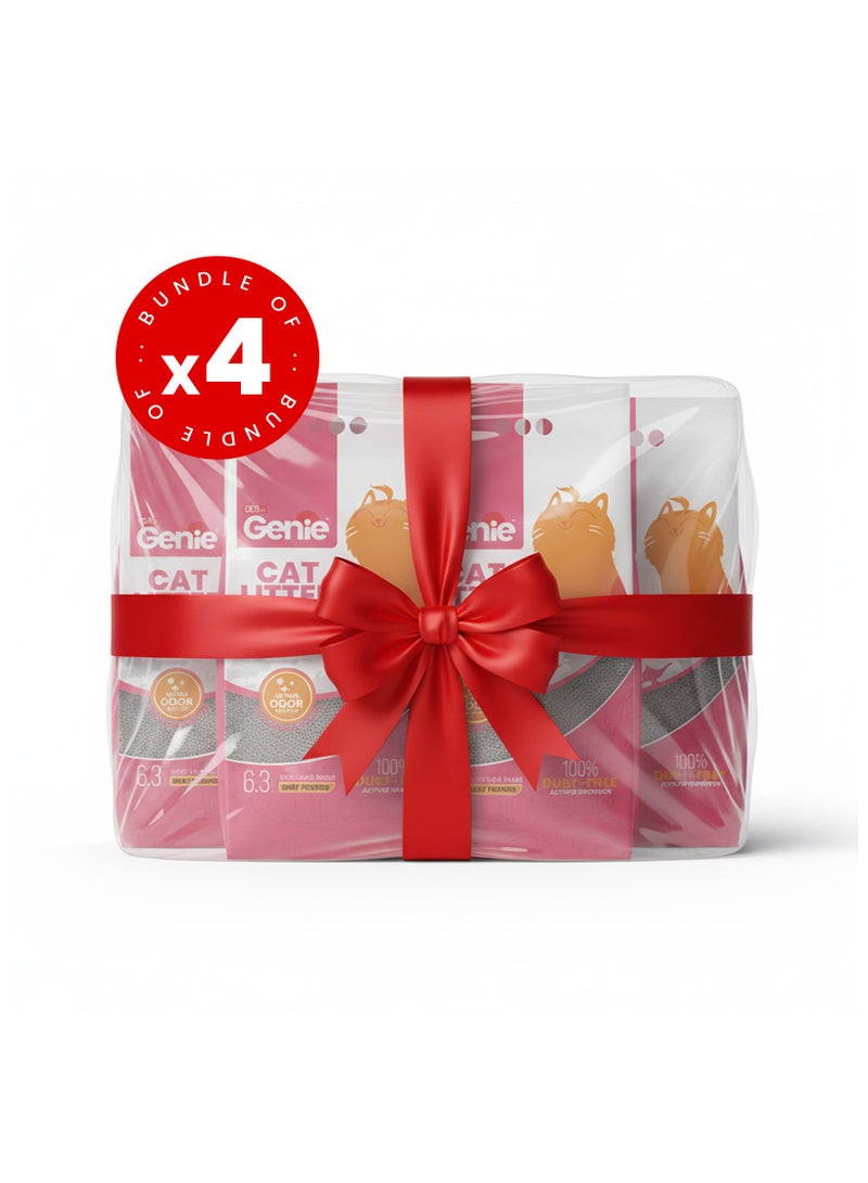 Genie Bundle Of 4x Genie Cat litter Clumping Total of 25 Litres -  Baby Powder - Image 1