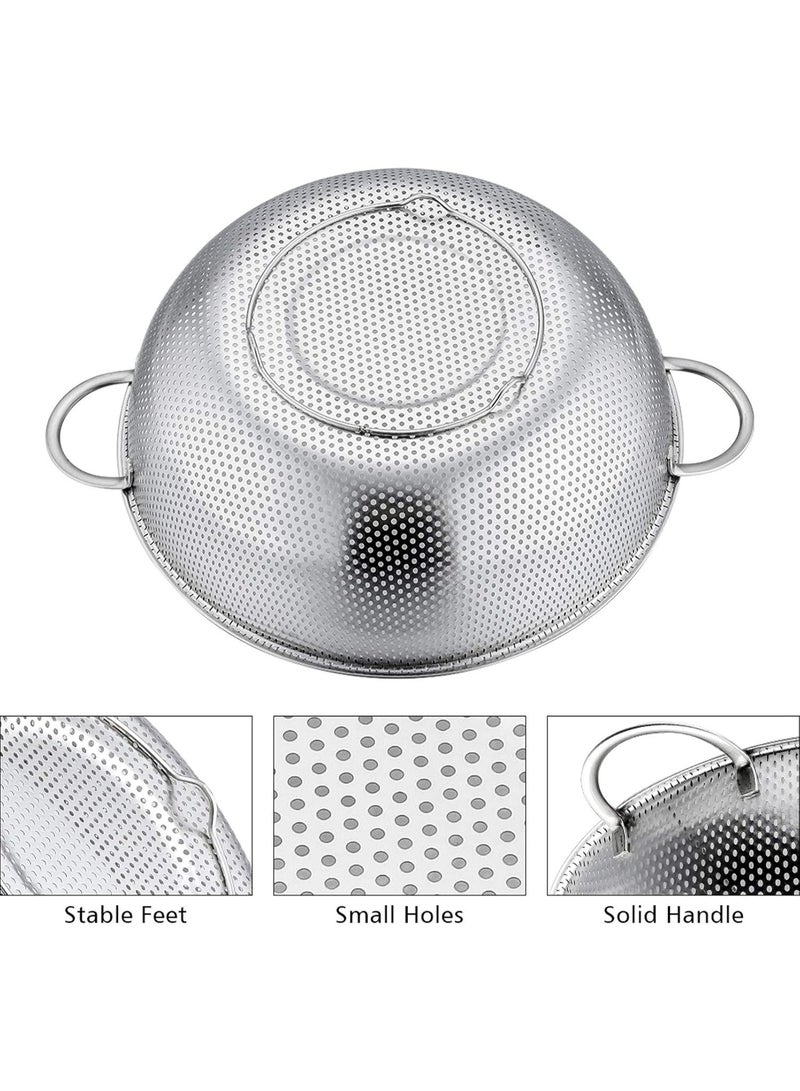 3 قطع - طقم مصافي بفتحات دقيقة  ستانلس ستيل غير قابل للصدا - 3 احجام 11 انش و 8.8 انش و 6.6 انش - صفاية للفواكه والخضار -  مصنوع من الستانلس ستيل لغسل وشطف وتصفية الفاكهة والمعكرونة، شديدة التحمل وامنة للاستخدام في غسالة الاطباق، 3 قطع مقاسات 1/3/5 كوارت - مصفى ممتازه - صفاية خضار - مصفاة مطبخ 3 قطع من مصفاه ستانلس ستيل مع مقبض، مجموعة مصفاة كبيرة مثقبة دقيقة لتصريف المعكرونة والخضروات والفواكه والارز، امنة للاستخدام في غسالة الصحون، قطر 20 23 29 - Image 3