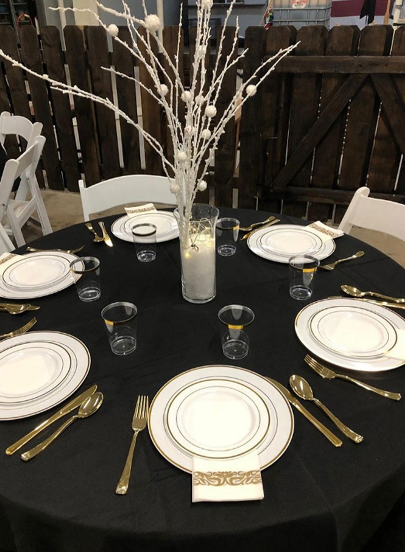 HomarKet 50Pcs Plastic Party Plates White Gold Rim, 25 Premium Heavy Duty 10.25 Inch Dinner Plates and 25 Disposable 7.5 Inch Dessert Appetizer Elegant Fancy Heavy Duty Wedding Plates - Image 3