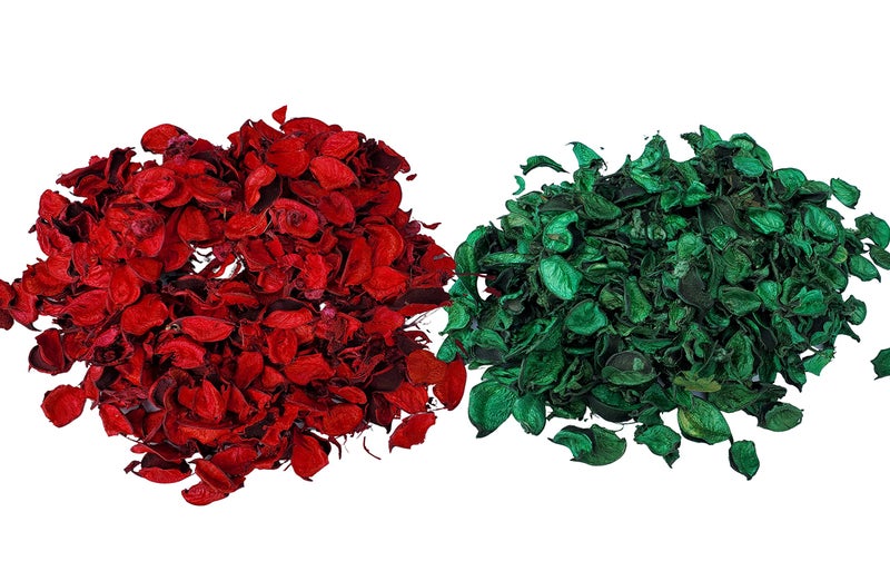 Pure Source India Unscented Dried Flowers Leaves Potpourri, 1 kg, Red & Green (500 Gm Each) - Image 1