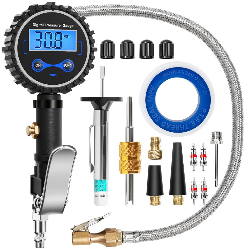 Vondior Digital Tire Inflator with Pressure Gauge 200 PSI - Large 2" Digital Dial, Heavy Duty Air Chuck and Compressor Accessories with Tire Tread Depth Gauge and Quick Connect Coupler Car Accessories - Image 1