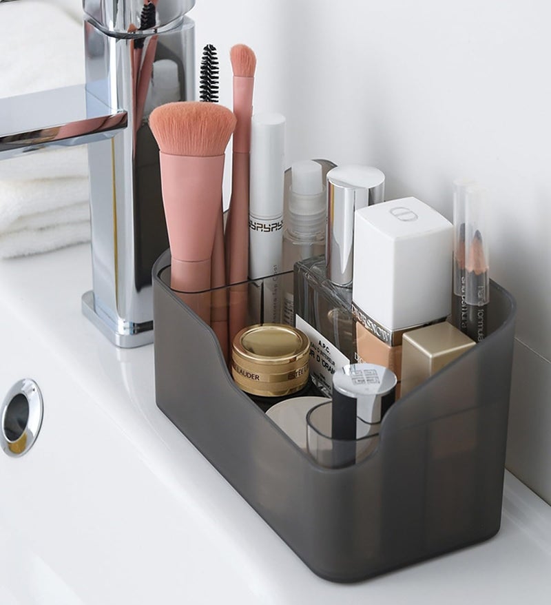 wolpin Cosmetic Storage Box Makeup Lipstick Makeup Brush Organiser Stand Frosted Case Dressing Table Bathroom Organiser with Removebale Grid Box 165 x 85 x 10 cm Gray Plastic - Image 2