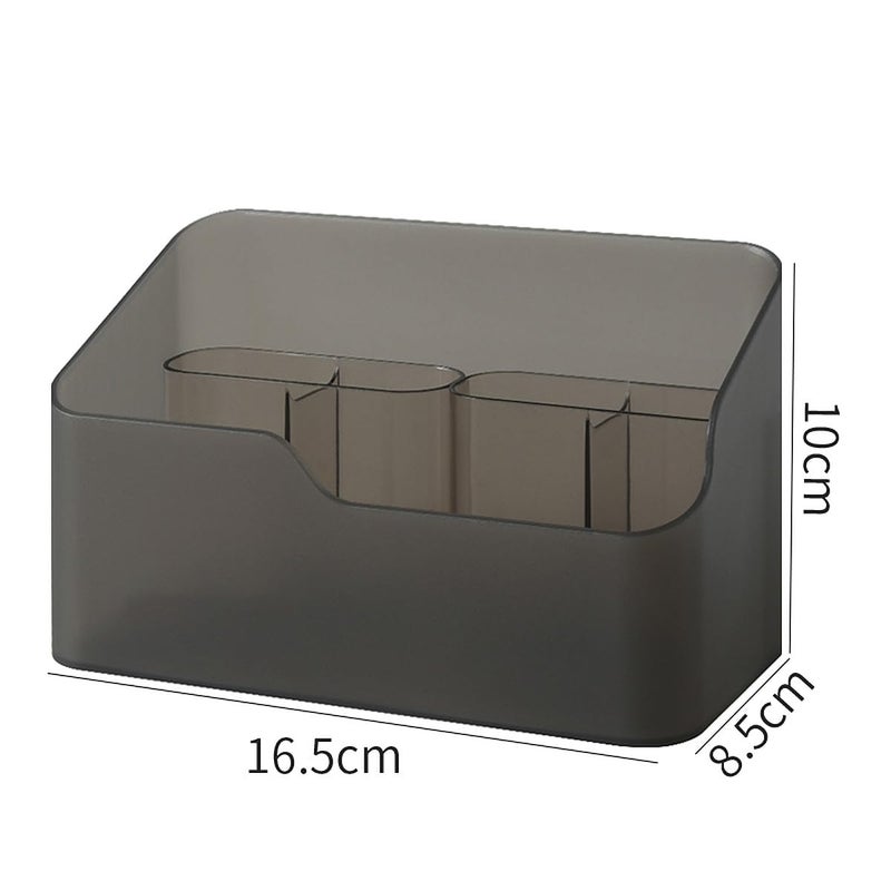 wolpin Cosmetic Storage Box Makeup Lipstick Makeup Brush Organiser Stand Frosted Case Dressing Table Bathroom Organiser with Removebale Grid Box 165 x 85 x 10 cm Gray Plastic - Image 4