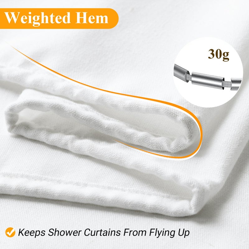 Naturoom Naturoom White Linen Shower Curtain  Cloth Textured Fabric Shower Curtain Set with Hooks  Simple Elegant Modern Farmhouse Country Ultra Thick Shower Curtain for Bathroom Water Repellent 72x72 - Image 4