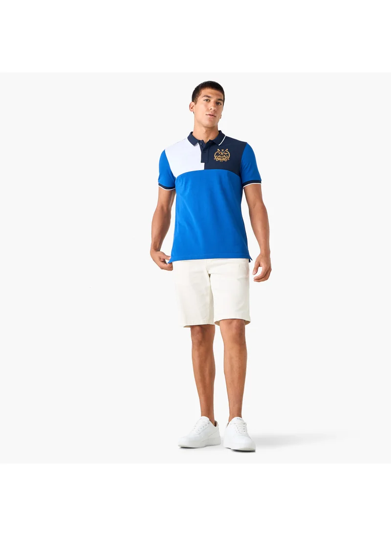 سبلاش فيڤ Colourblock Polo T-shirt with Embroidered Detail and Short Sleeves