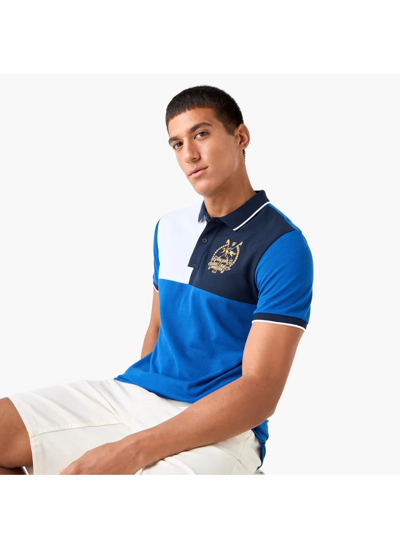 سبلاش فيڤ Colourblock Polo T-shirt with Embroidered Detail and Short Sleeves