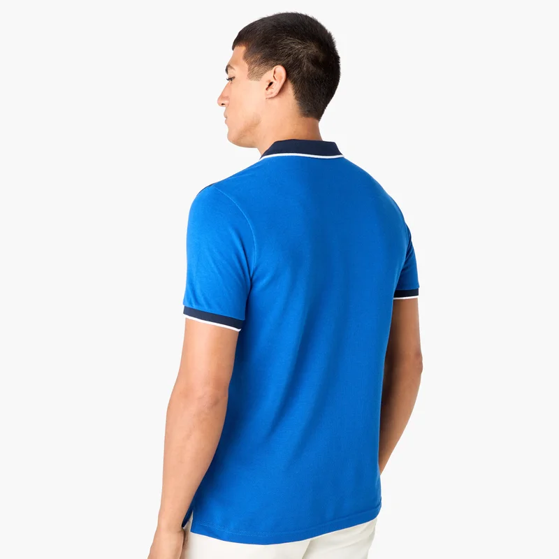 Splash FAV Colourblock Polo T-shirt with Embroidered Detail and Short Sleeves