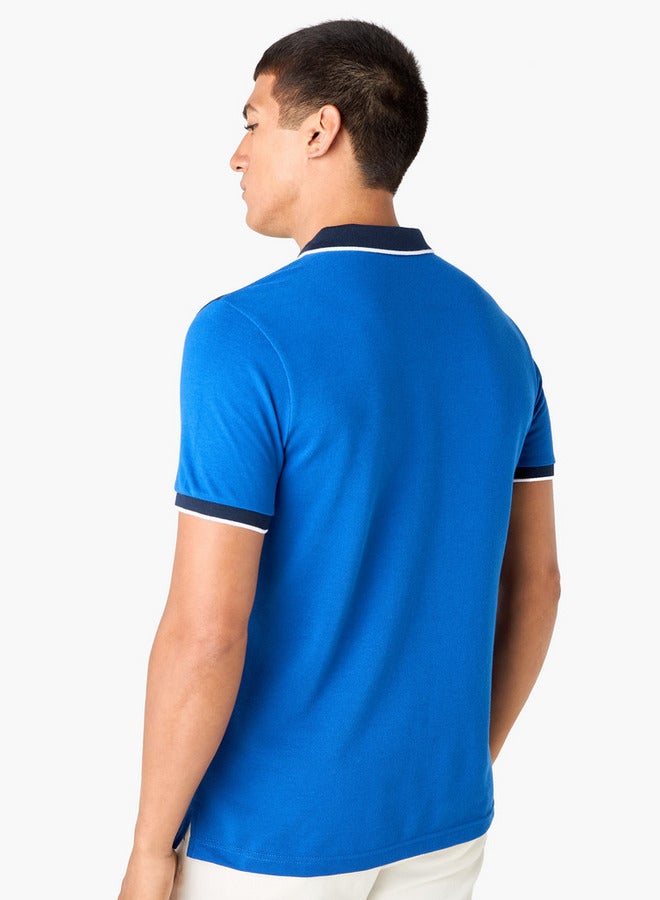 Splash FAV Colourblock Polo T-shirt with Embroidered Detail and Short Sleeves - Image 3