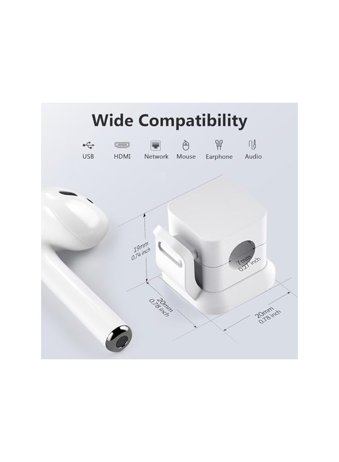 Green Tiger 6 Pcs Cable Organizer - Multipurpose USB Cable Holder, Phone Charging Cable Keeper, Useful for Power Cords, USB Cables, TV Cables for Home, Office, Car, Desk, Nightstand (White) - Image 2