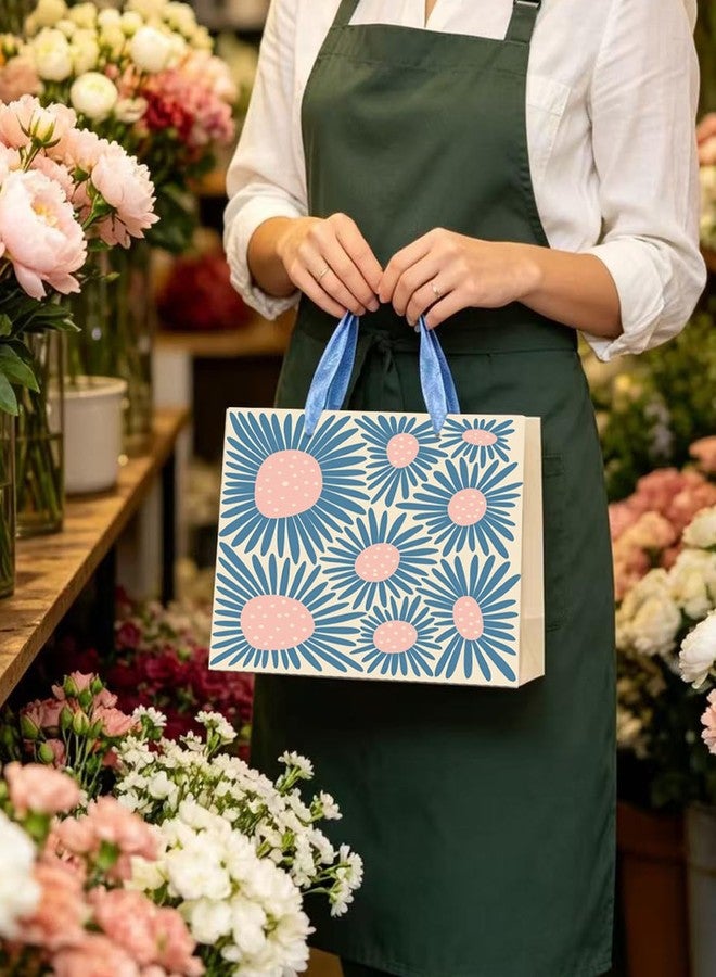 qiqee Medium Paper Gift Bags with Tissue Paper Handles 6PCS Winter Flowers Cardboard Floral Gift Bags for Women Mom Grandma Party Supply (6PCS Bags+Tissue Paper - Image 5