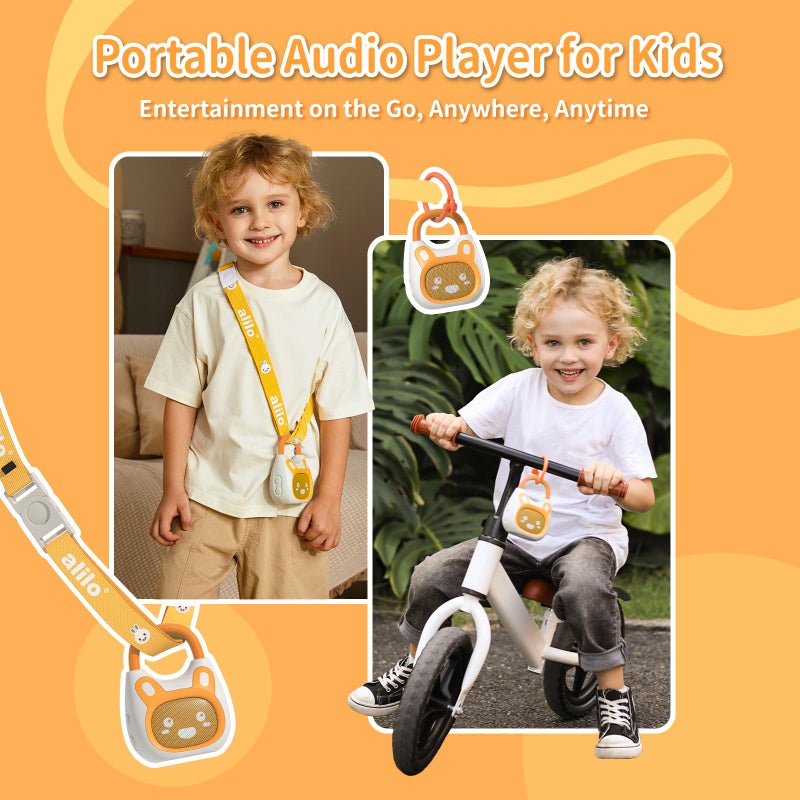 alilo Pocket Bunny Portable Kids Music Player, Musical Toys for Toddlers, Preloaded 120+ Stories/Music/Lullabies/White Noise,High Fidelity Sound Travel Bluetooth Speaker (with Strap and Ring) - Image 3