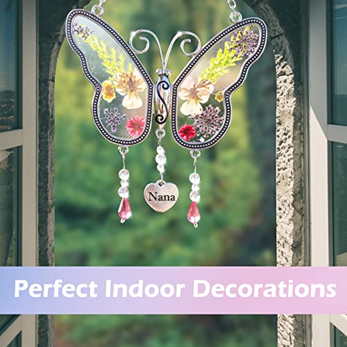 KUNDGLA Butterfly Suncatcher with Pressed Real Flowers, Handmade Nana Heart Pendant, Lead-Free Silver & Zinc Alloy Hanging Decor for Windows, Garden, Car for Mom, Wife, Grandma - Image 4