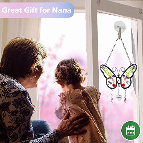 KUNDGLA Butterfly Suncatcher with Pressed Real Flowers, Handmade Nana Heart Pendant, Lead-Free Silver & Zinc Alloy Hanging Decor for Windows, Garden, Car for Mom, Wife, Grandma - Image 5