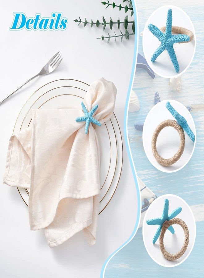 APTWOW Napkin Rings Set of 12, Starfish Napkin Rings for Table Decor, Blue Sea Star Napkin Ring Holders for Coastal Decor, Beach Decor, Wedding, Dinner Party, Summer, Birthday, Nautical, Banquet - Image 5