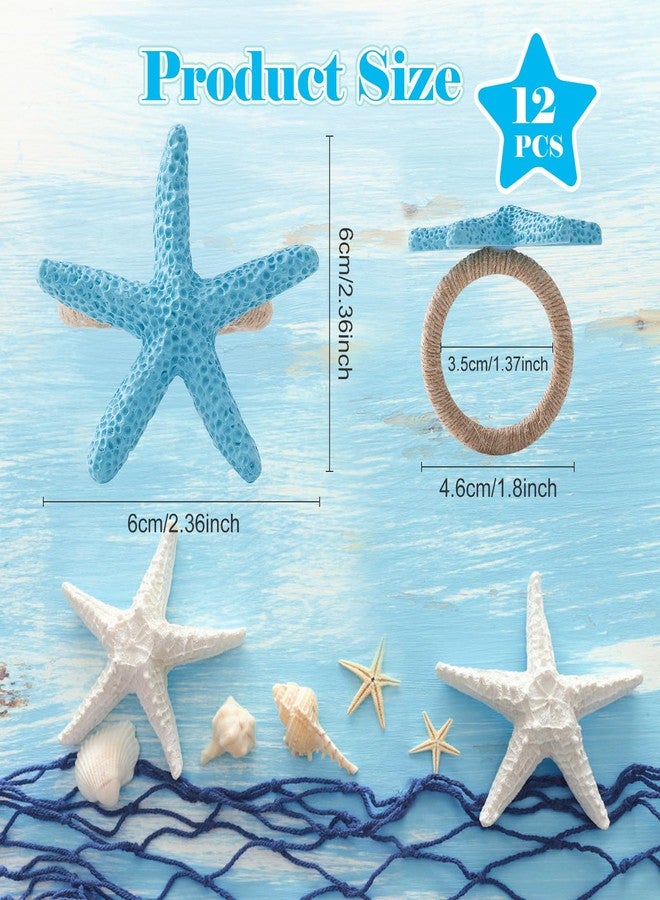APTWOW Napkin Rings Set of 12, Starfish Napkin Rings for Table Decor, Blue Sea Star Napkin Ring Holders for Coastal Decor, Beach Decor, Wedding, Dinner Party, Summer, Birthday, Nautical, Banquet - Image 3