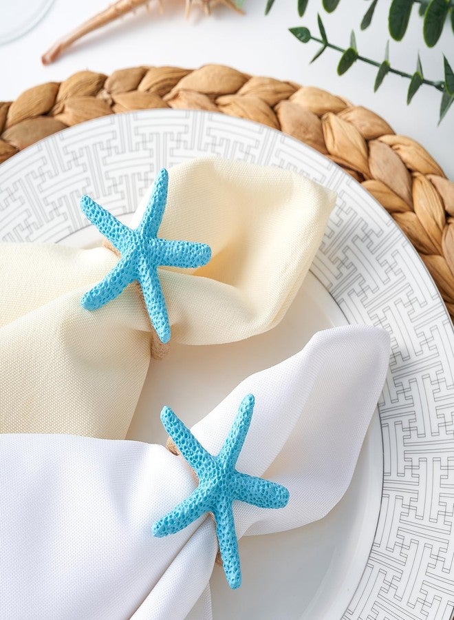 APTWOW Napkin Rings Set of 12, Starfish Napkin Rings for Table Decor, Blue Sea Star Napkin Ring Holders for Coastal Decor, Beach Decor, Wedding, Dinner Party, Summer, Birthday, Nautical, Banquet - Image 1