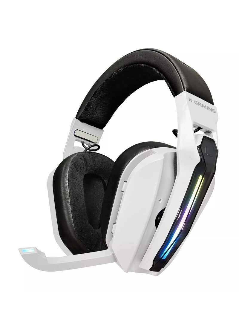 k Gaming K30 Wireless Gaming Headset Tri-Mode Connectivity Bluetooth/2.4 GHz /Wired with Hybrid Active Noise cancellation 7.1 Surround Sound 40mm Drivers Low Latency Detachable Microphone Comfortable 2 in1replaceable earpads Compatible with PC, Mac, PS4, PS5, Xbox Series X|S White  - Image 1