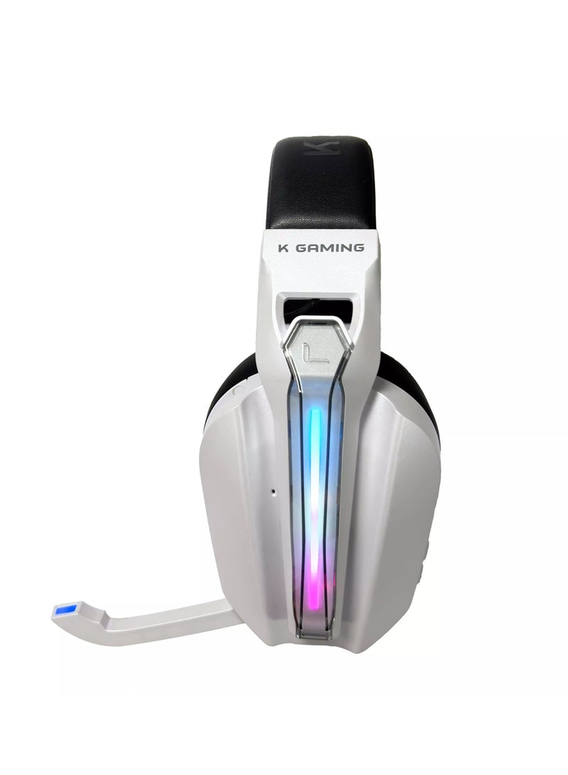 k Gaming K30 Wireless Gaming Headset Tri-Mode Connectivity Bluetooth/2.4 GHz /Wired with Hybrid Active Noise cancellation 7.1 Surround Sound 40mm Drivers Low Latency Detachable Microphone Comfortable 2 in1replaceable earpads Compatible with PC, Mac, PS4, PS5, Xbox Series X|S White  - Image 2