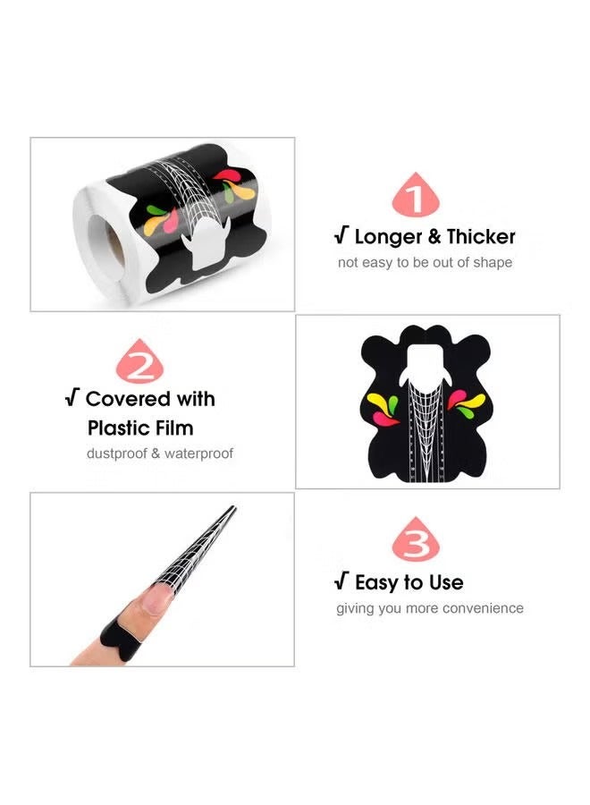 ORiTi 100-Piece Nails Form Nail Art Tips Guide Sticker Multicolour - Image 2