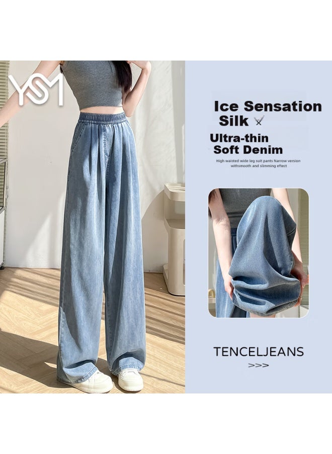 Yishangmei Women's New Spring And Autumn High-waisted Slim Straight Jeans With A Sense Of Drape And Wide-leg Pants - Image 1