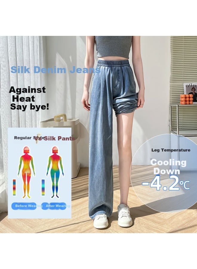 Yishangmei Women's New Spring And Autumn High-waisted Slim Straight Jeans With A Sense Of Drape And Wide-leg Pants - Image 4