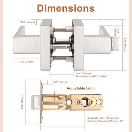 Probrico 3 Pack Satin Nickel Interior Bedroom Entrance Door Lever Doorknobs Door Lock One Keyway Entry Keyed Entrance Lockset Each with 3 Keys - Image 3