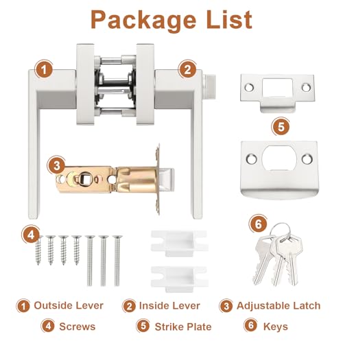 Probrico 3 Pack Satin Nickel Interior Bedroom Entrance Door Lever Doorknobs Door Lock One Keyway Entry Keyed Entrance Lockset Each with 3 Keys - Image 4