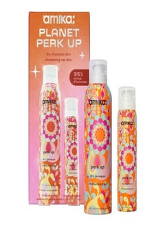 amika AMIKA Planet Perk Up Dry Shampoo Duo - Limited Edition Talc-Free Oil-Absorbing Dry Shampoo Set for Fresh, Voluminous Hair  - Image 1