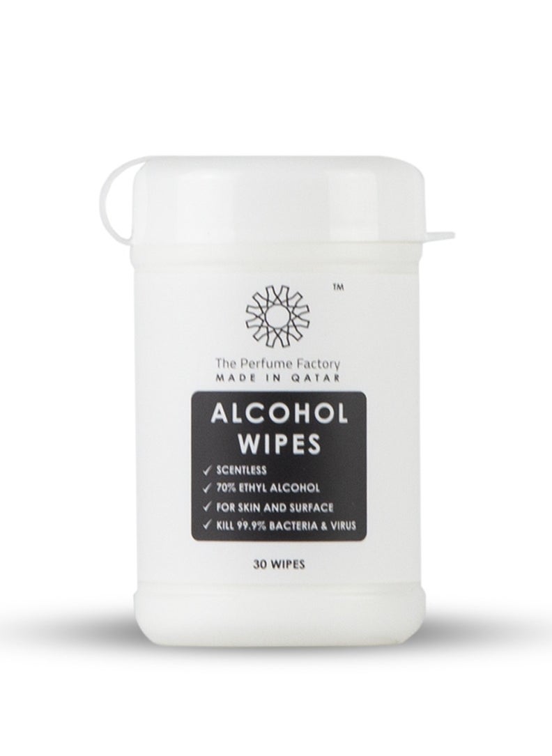 The Perfume Factory - ALCOHOL WIPES - 30 Pieces - SCENTLESS - Image 1