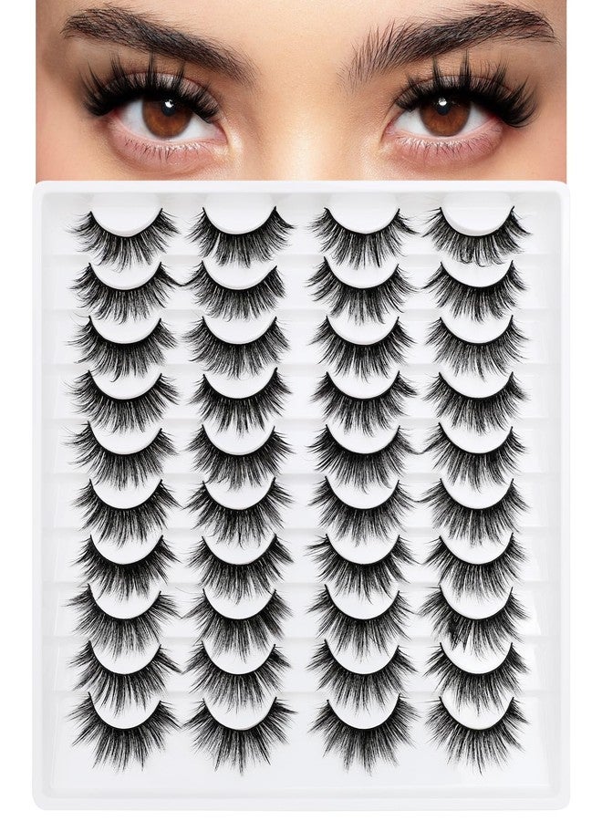 Azenlo False Eyelashes 20 Pairs 16mm Long Lashes Manga Volume Look Wispy Lashes Faux Mink Lashes 3D Fluffy Cat Eye Lashes （style 20-068) - Image 1