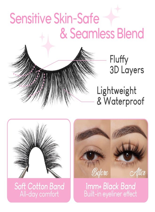 Azenlo False Eyelashes 20 Pairs 16mm Long Lashes Manga Volume Look Wispy Lashes Faux Mink Lashes 3D Fluffy Cat Eye Lashes （style 20-068) - Image 4