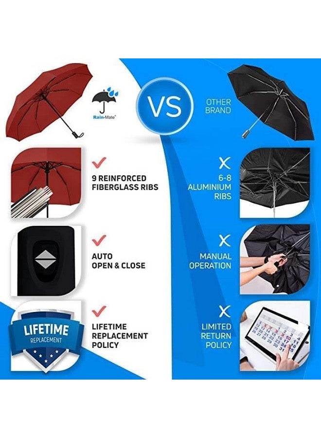 Brand Conquer Umbrella Automatic Open Travel Umbrella with Wind Vent,Umbrella big size for men, Umbrella for girls, Umbrellas for rain,Windproof Umberalla Large for Man,Women (Red) - Image 2