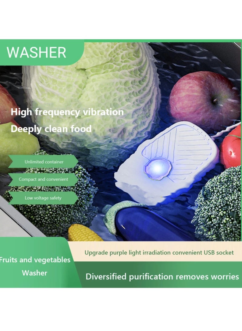 ارواق غسالة الطعام، منقي طعام لاسلكي محمول، منظف الفواكه والخضروات بالموجات فوق الصوتية مقاوم للماء، جهاز تعقيم الطعام سهل الاستخدام للمنزل والسفر، (قطعة واحدة، أبيض) - Image 5