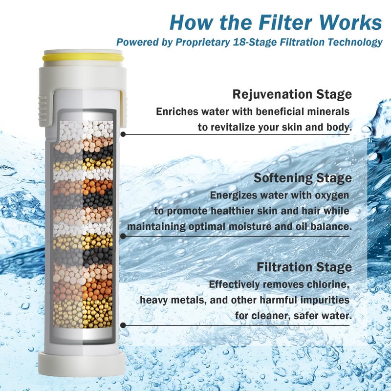 CWPW Filtered Shower Head with Handheld High Pressure 4 Spray Showerhead with Filters for Hard Water-Remove Chlorine ON/OFF Switch for Pets,With 79" Stainless Steel Hose,Bracket,4 Filters,Bath Loofah - Image 4