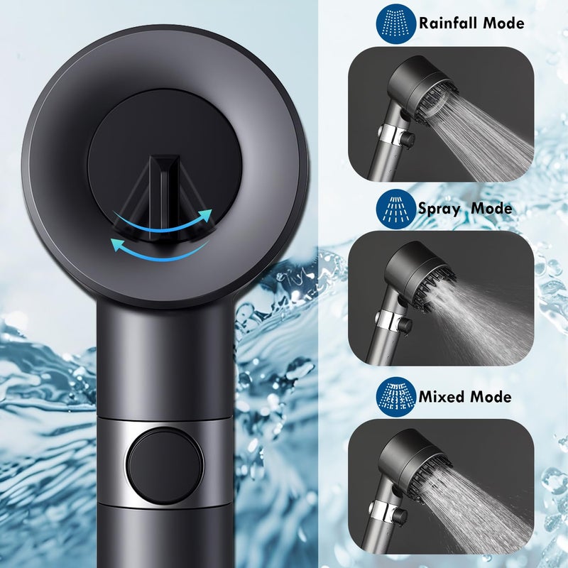 CWPW Filtered Shower Head with Handheld High Pressure 4 Spray Showerhead with Filters for Hard Water-Remove Chlorine ON/OFF Switch for Pets,With 79" Stainless Steel Hose,Bracket,4 Filters,Bath Loofah - Image 3