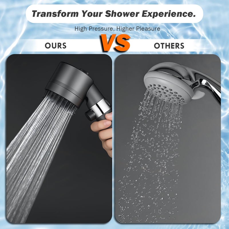 CWPW Filtered Shower Head with Handheld High Pressure 4 Spray Showerhead with Filters for Hard Water-Remove Chlorine ON/OFF Switch for Pets,With 79" Stainless Steel Hose,Bracket,4 Filters,Bath Loofah - Image 5