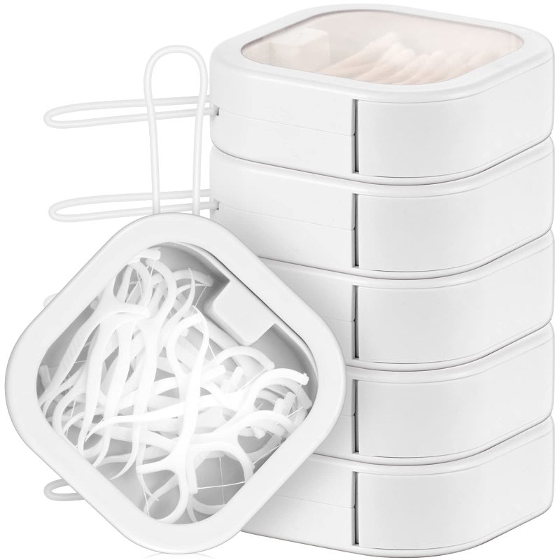 Kathfly 6 Pcs Hair Tie Container Dispenser Organizer Hair Tie Holder Travel Portable Bobby Pin Holder Cotton Swabs Dispenser Women Bathroom Storage Accessory Travel EssentialsWhite